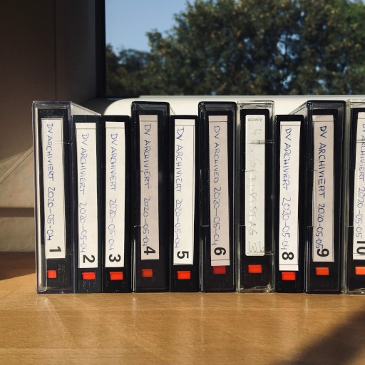 archived tapes lined up